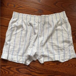 H&M White Linen Striped Shorts / Size L
